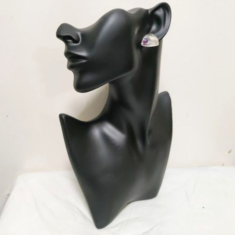 Vintage Post Backs Amethyst Sterling Silver Earrings Purple Women's
